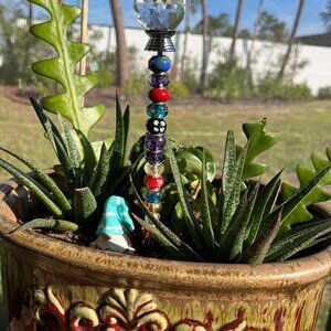 Multicolored Bead Fairy Garden Stakes
